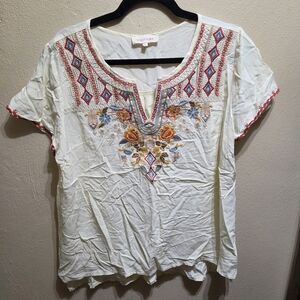 Solitaire Embroidered Boho Blouse Size XL